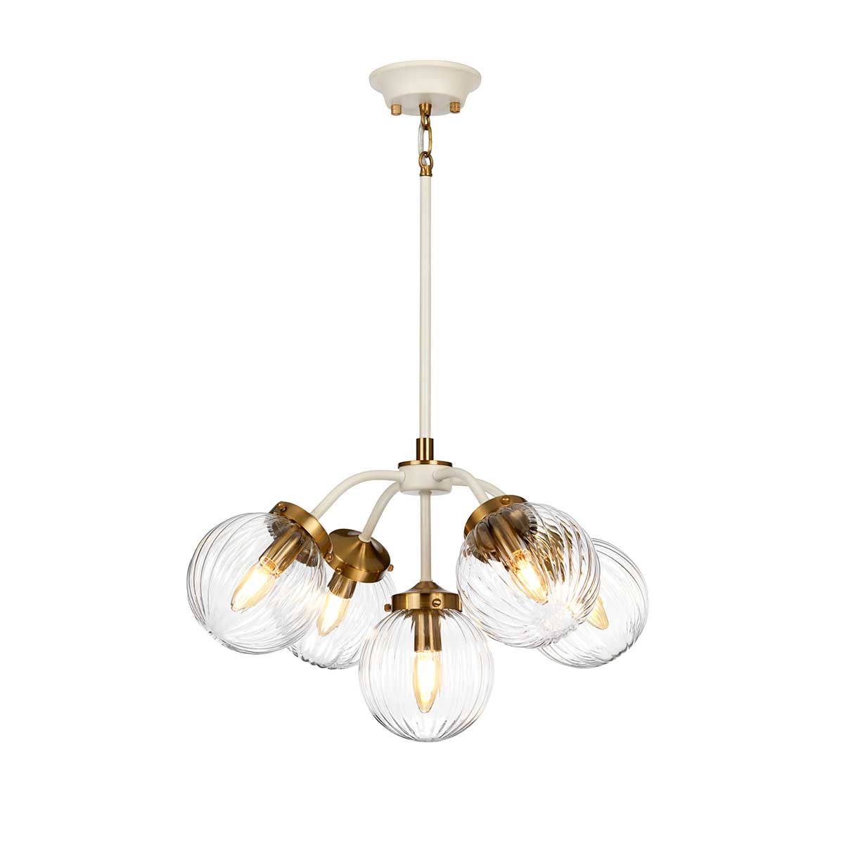 Cosmos 5 Light Pendant Cream Painted & Aged Brass - DL-COSMOS5