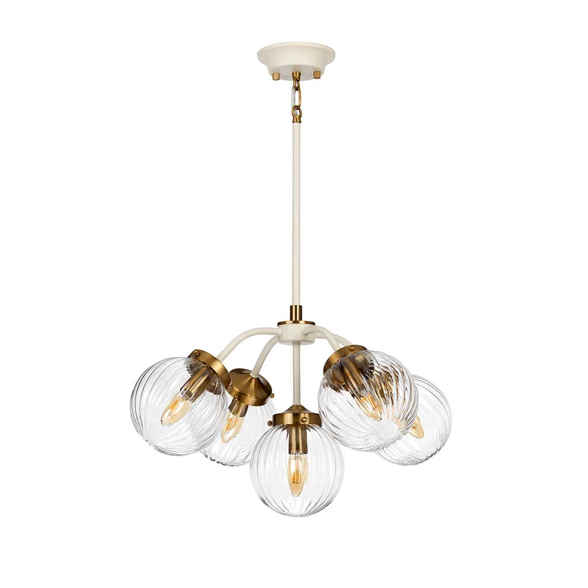 Cosmos 5 Light Pendant Cream Painted & Aged Brass - DL-COSMOS5