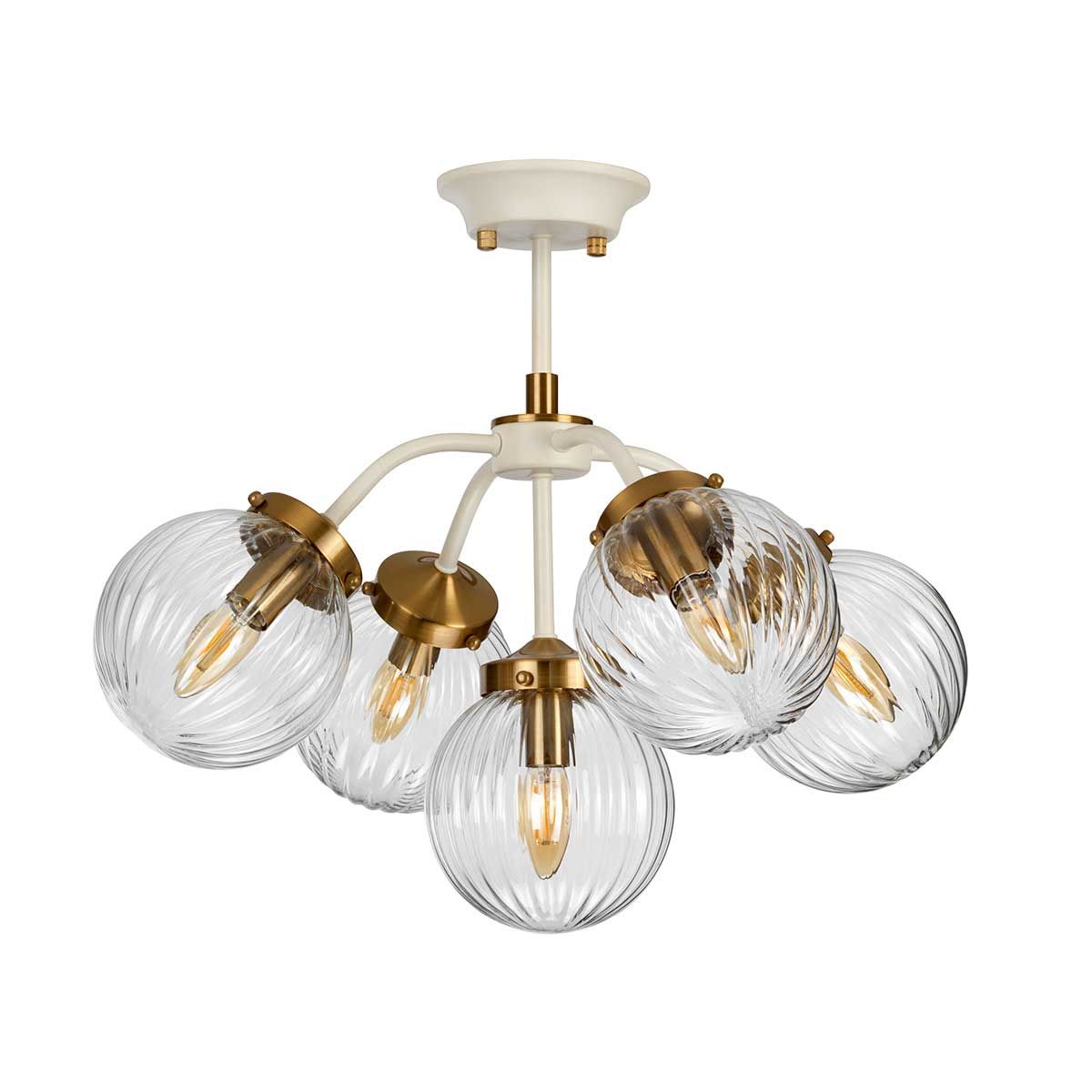 Cosmos 5 Light Pendant Cream Painted & Aged Brass - DL-COSMOS5