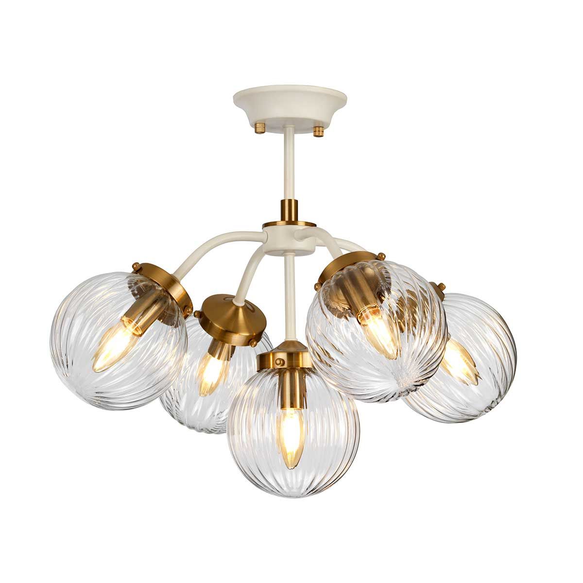 Cosmos 5 Light Pendant Cream Painted & Aged Brass - DL-COSMOS5