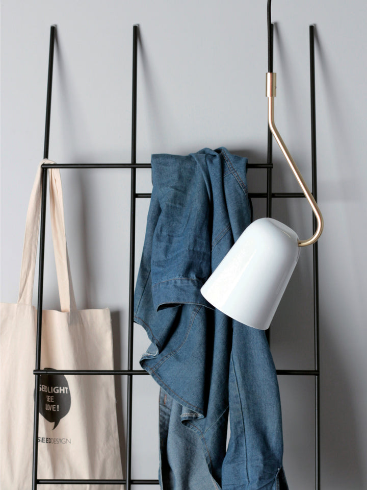 Dobi Pendant Light White & Brass - SE S/DOBI/WH/BRA