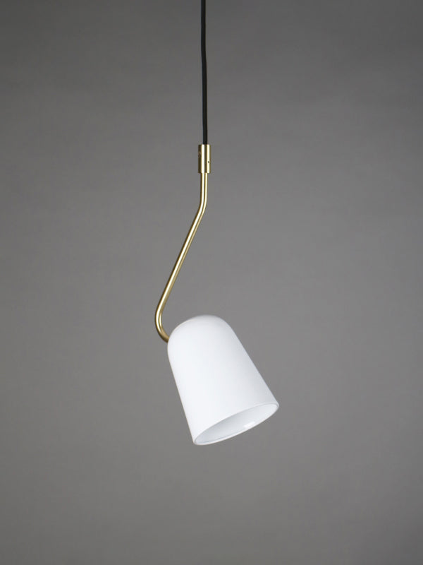 Dobi Pendant Light White & Brass - SE S/DOBI/WH/BRA
