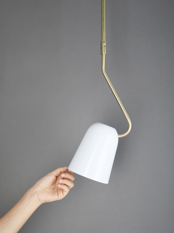 Dobi Rod Pendant Light White & Brass - SE S/DOBI/60/WH/BRA