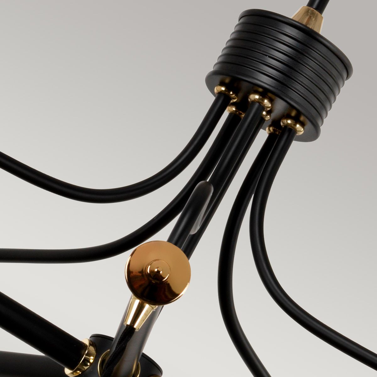 Douille 5 Light Chandelier Black & Polished Brass - DOUILLE5-BPB