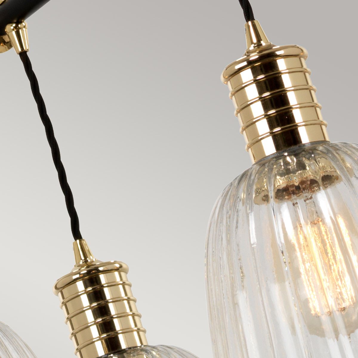 Douille 5 Light Chandelier Black & Polished Brass - DOUILLE5-BPB