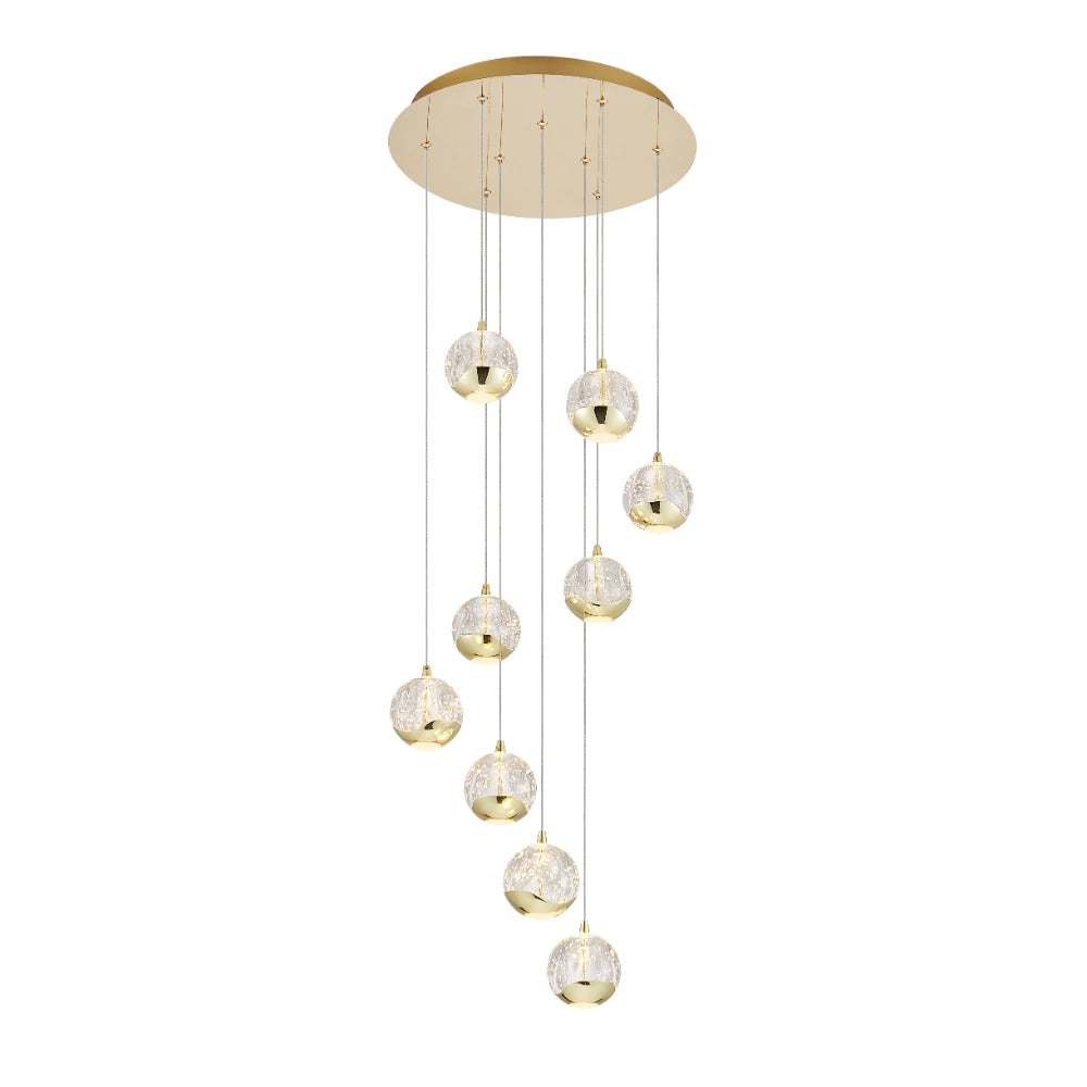 Buy Cluster Pendants Australia SEGOVIA Cluster Pendant 9 Lights Gold 3000K - SEGOVIA PE9-GD