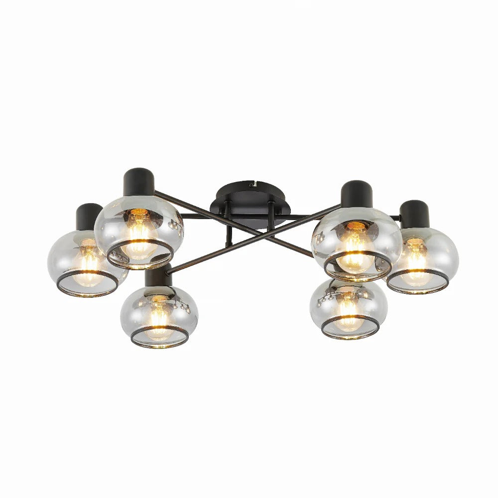 MARBELL Semi-Flush Mount 6 Lights Black Smoke - MARBELL CTC6BKSM