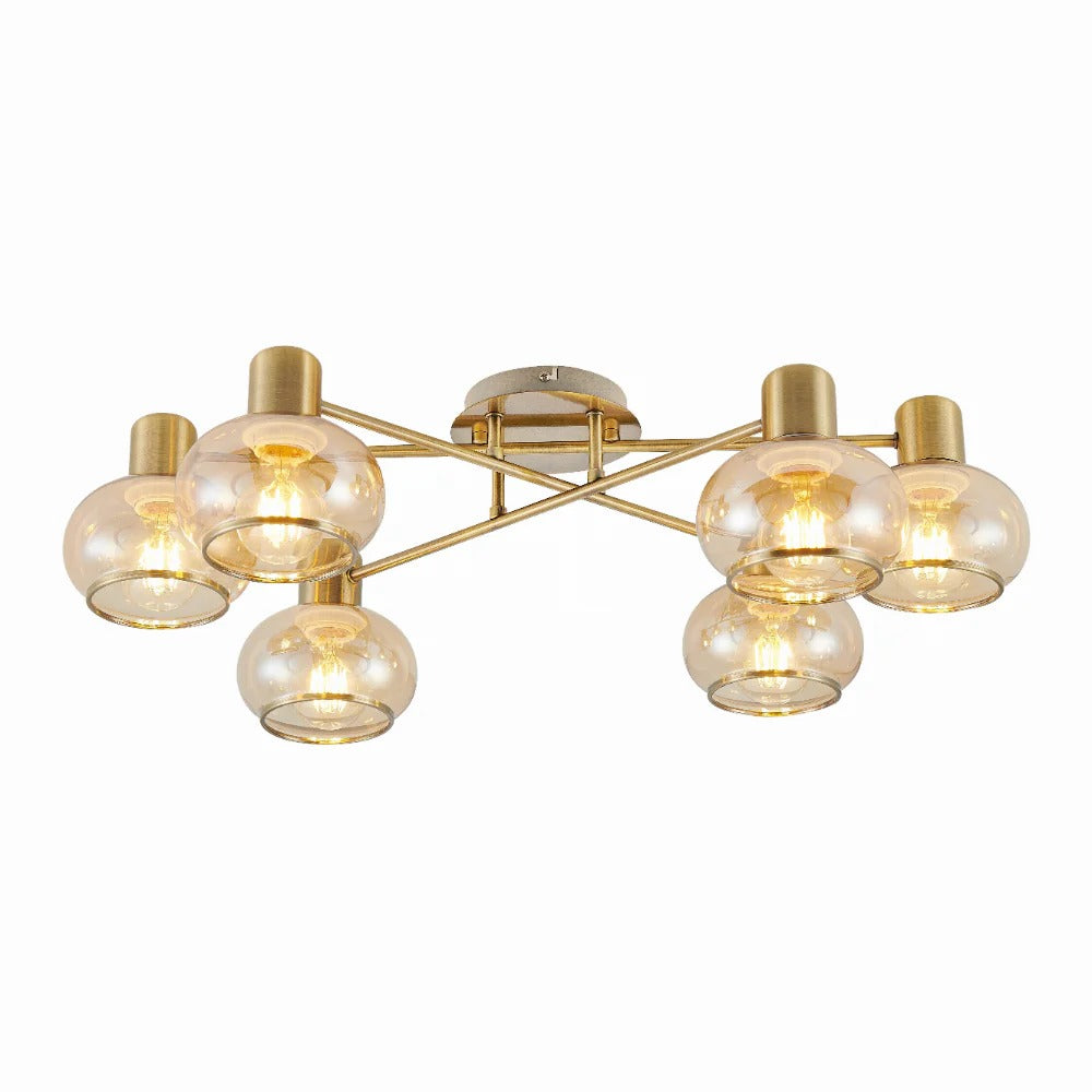 MARBELL Semi-Flush Mount 6 Lights Antique Brass - MARBELL CTC6ABAM