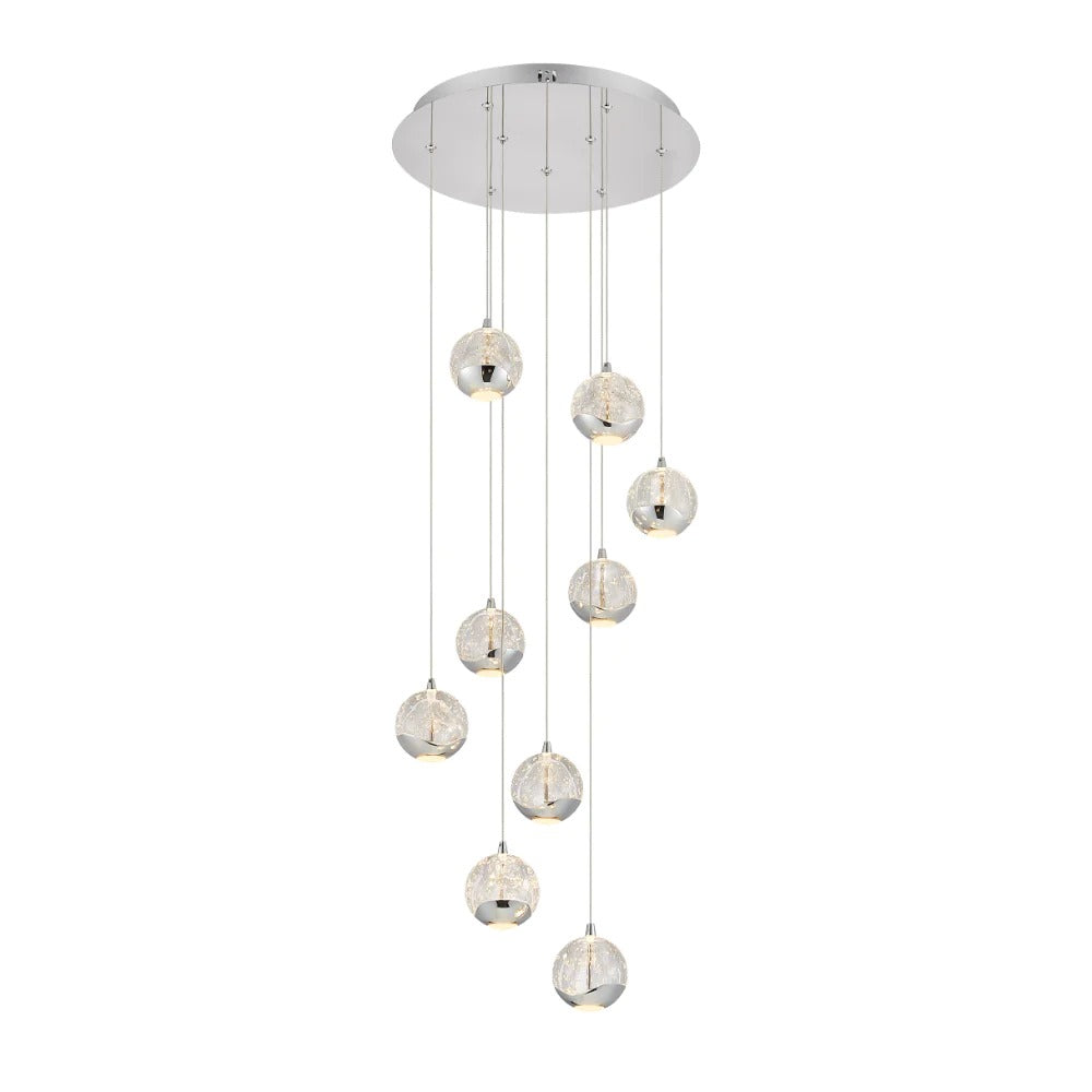 Buy Cluster Pendants Australia SEGOVIA Cluster Pendant 9 Lights Chrome 3000K - SEGOVIA PE9-CH