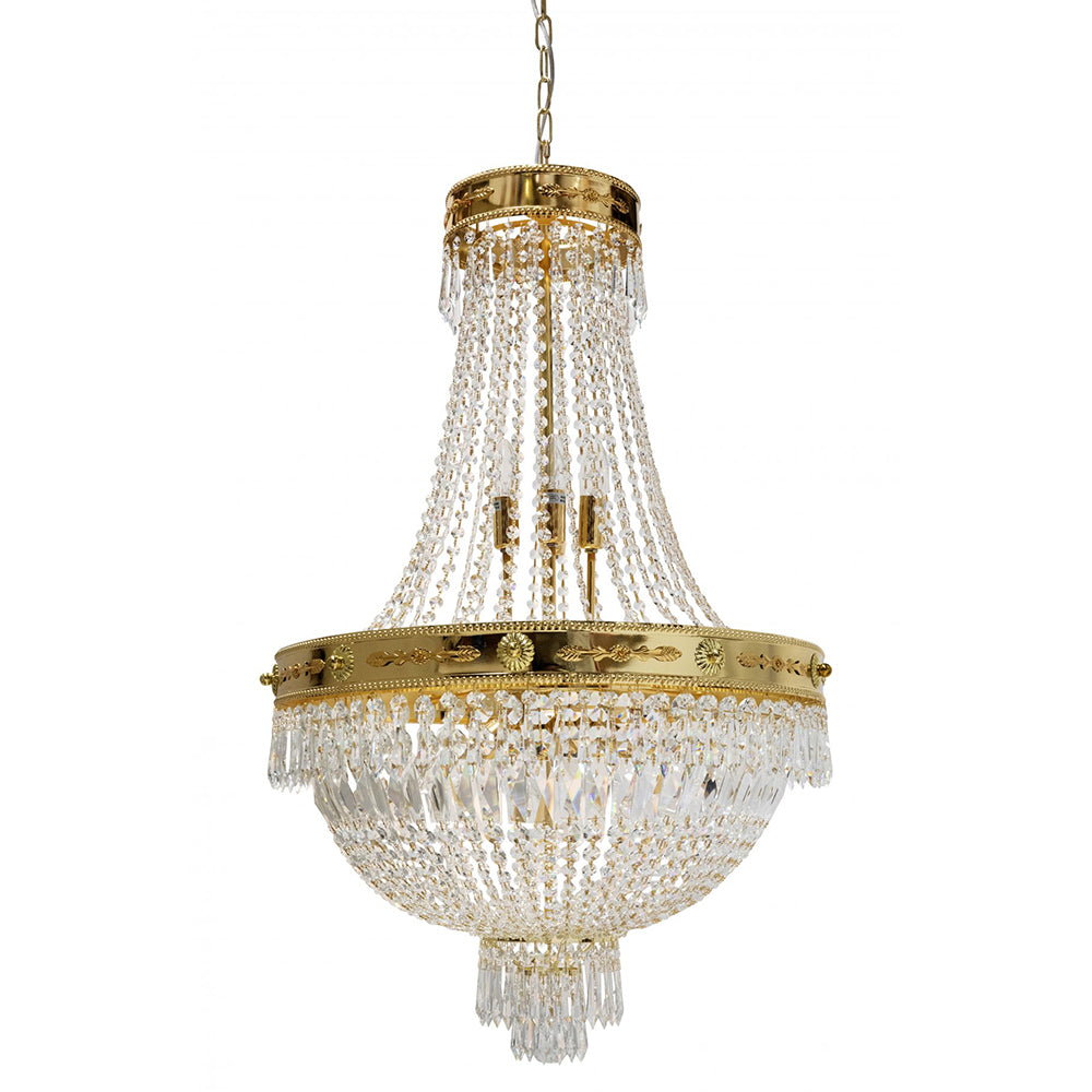 Buy Chandeliers Australia Fiorentino Lighting - IMPERO 5 Light Crystal Chandelier 400mm Gold