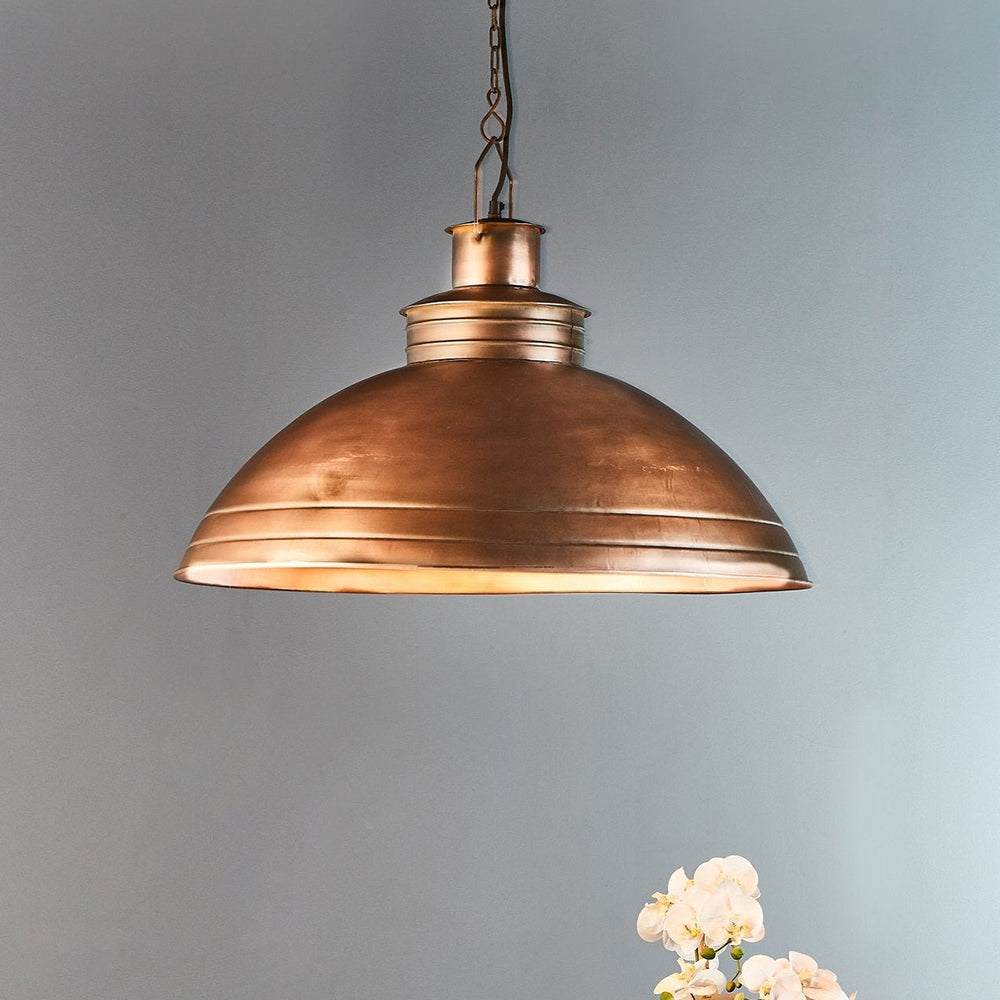 Buy Pendant Lights Australia Sheldon 1 Light Large Iron Shallow Dome Pendant Antique Copper - ZAF10218CP