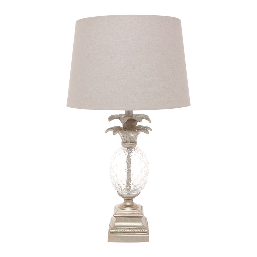 Langley Table Lamp Antique Silver Base With Grey Shade - 11628