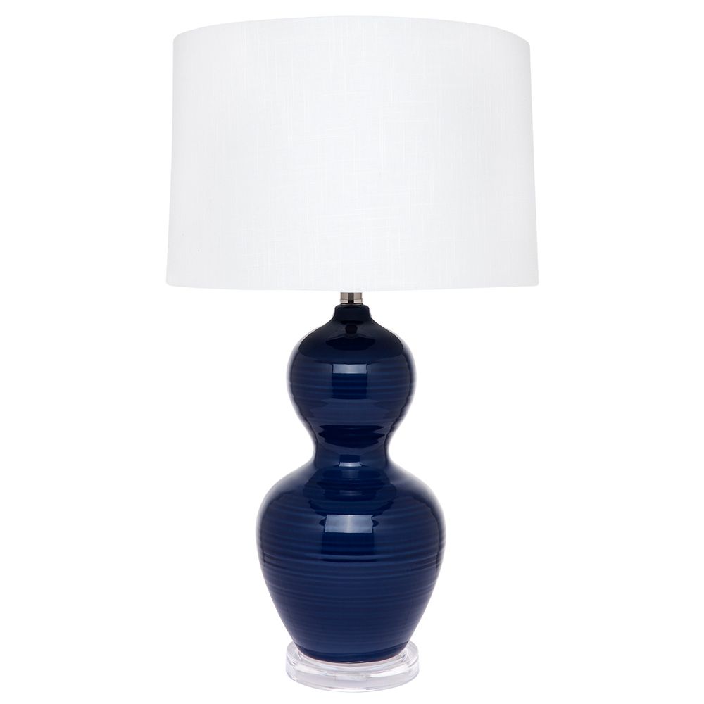 Bronte Table Lamp Blue Base With White Shade - 11682