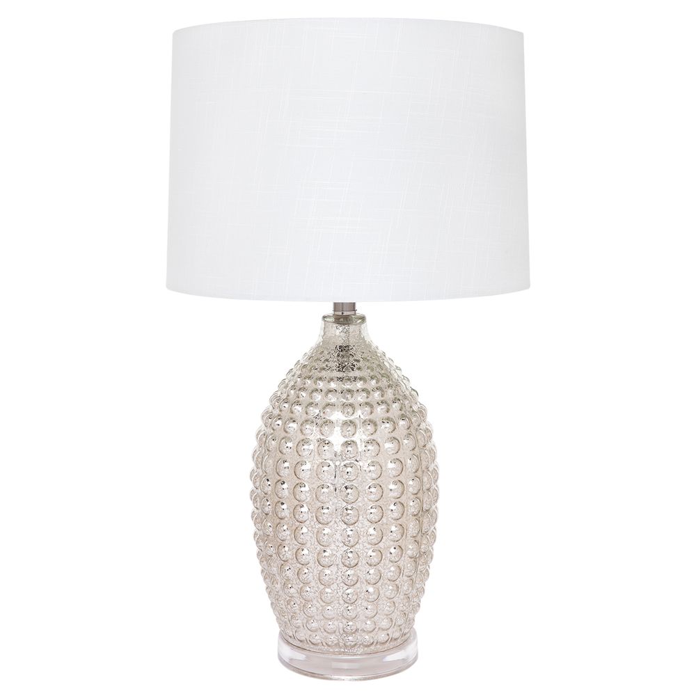 Tabitha Table Lamp Mercury Glass Base With White Shade - 11683