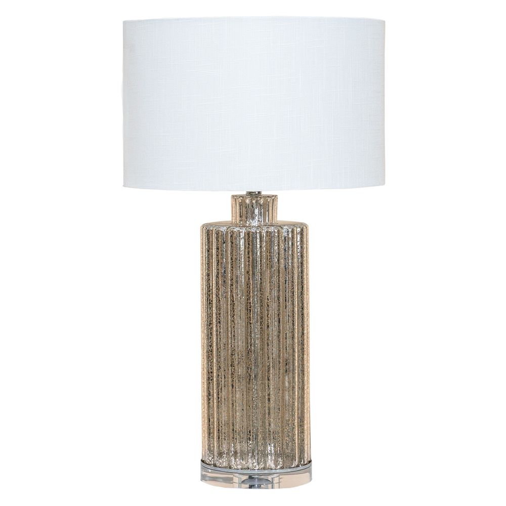 Allure Table Lamp Mercury Glass Base With White Shade - 11907