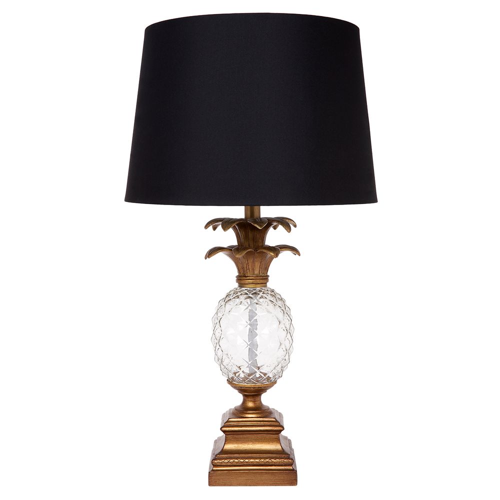 Langley Table Lamp Antique Gold Base With Black Shade - 11676