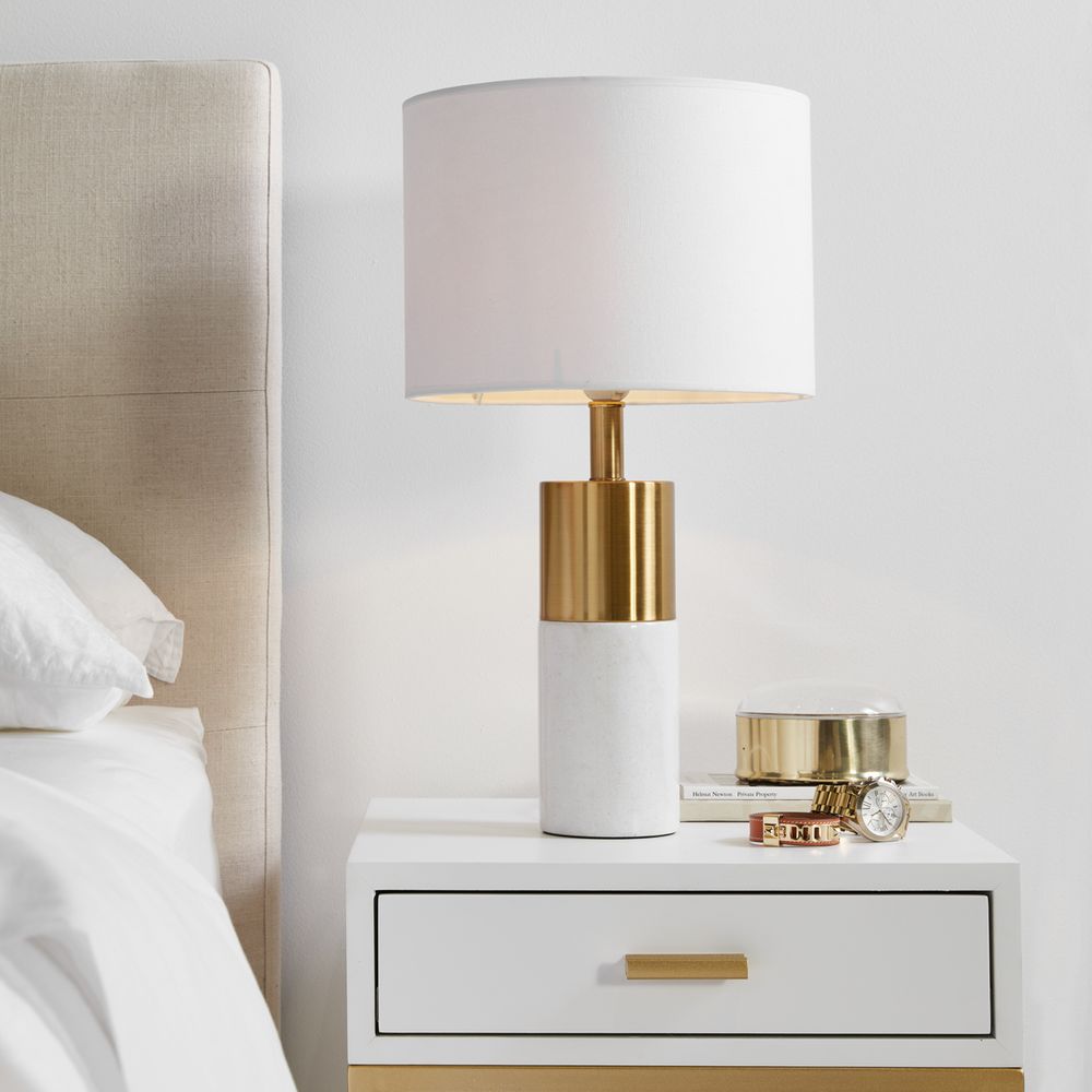 Lane Table Lamp Brass Base With White Shade - 12226