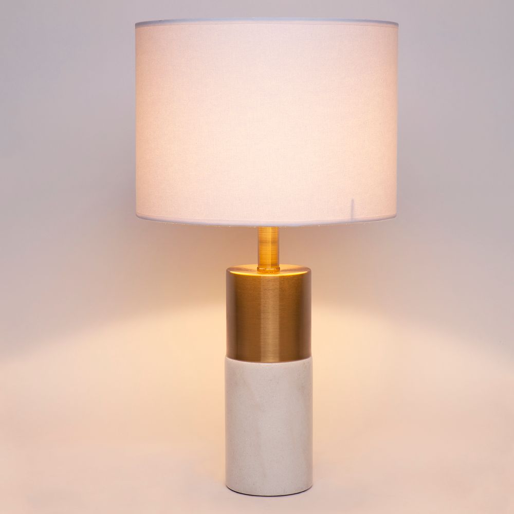 Lane Table Lamp Brass Base With White Shade - 12226