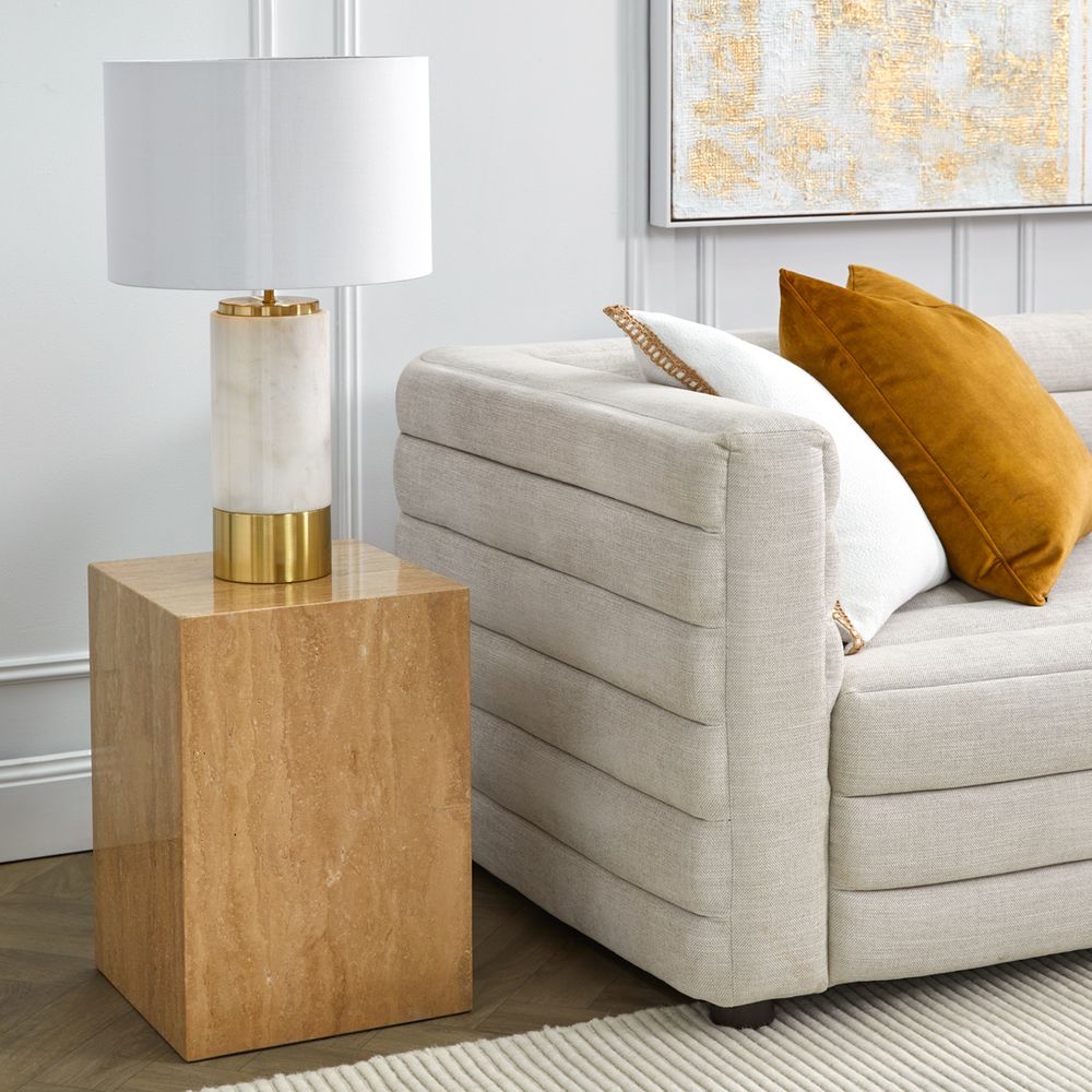 Paola Table Lamp White & Brass Base With White Shade - B12271