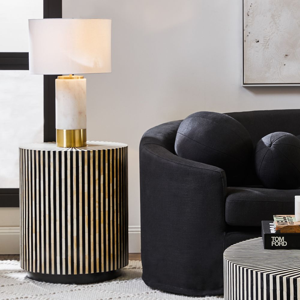 Paola Table Lamp White & Brass Base With White Shade - B12271