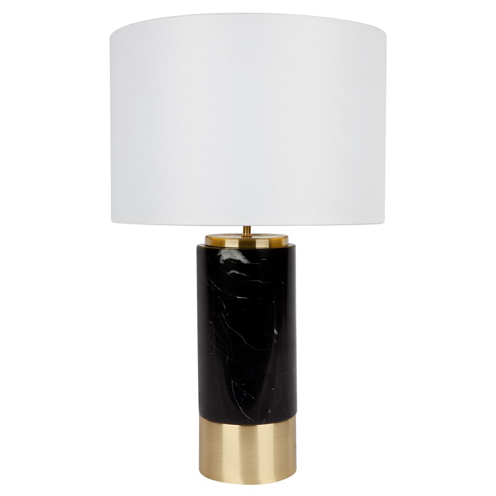Paola Table Lamp Black & Brass Base With White Shade - B12272