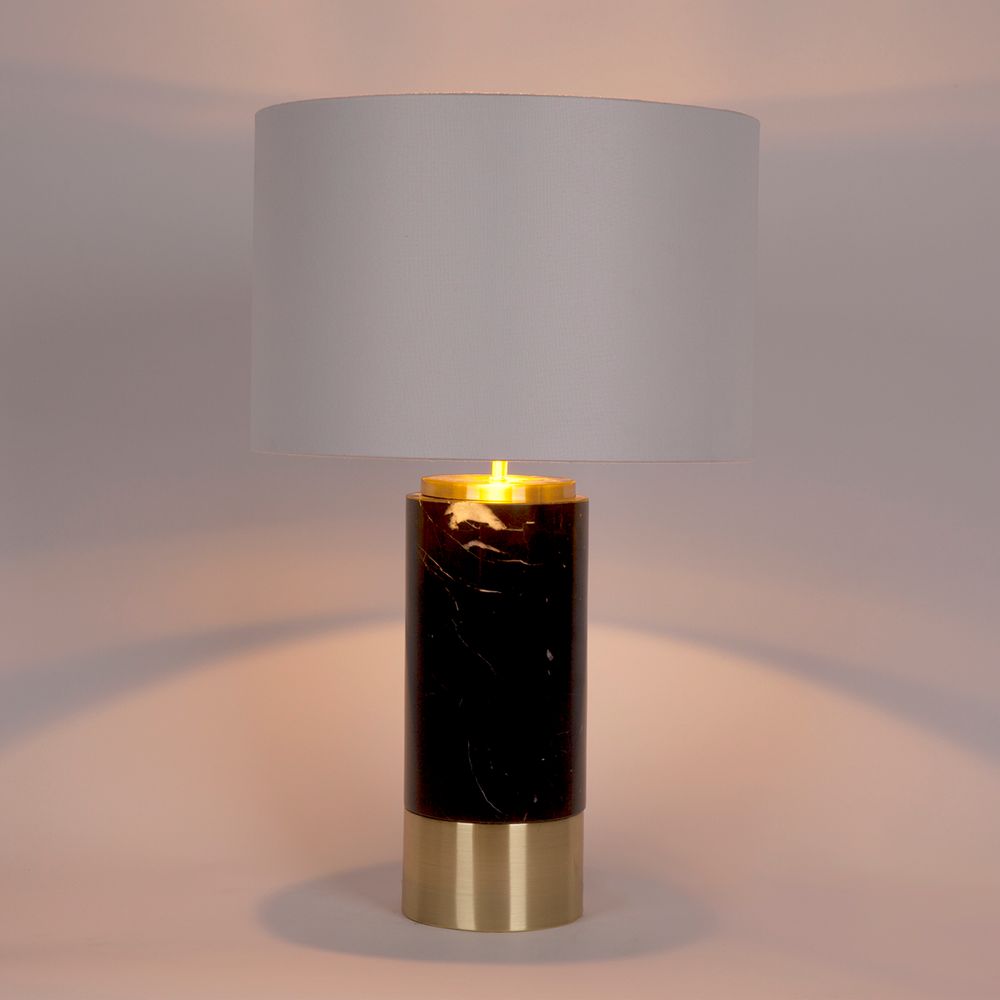Paola Table Lamp Black & Brass Base With White Shade - B12272