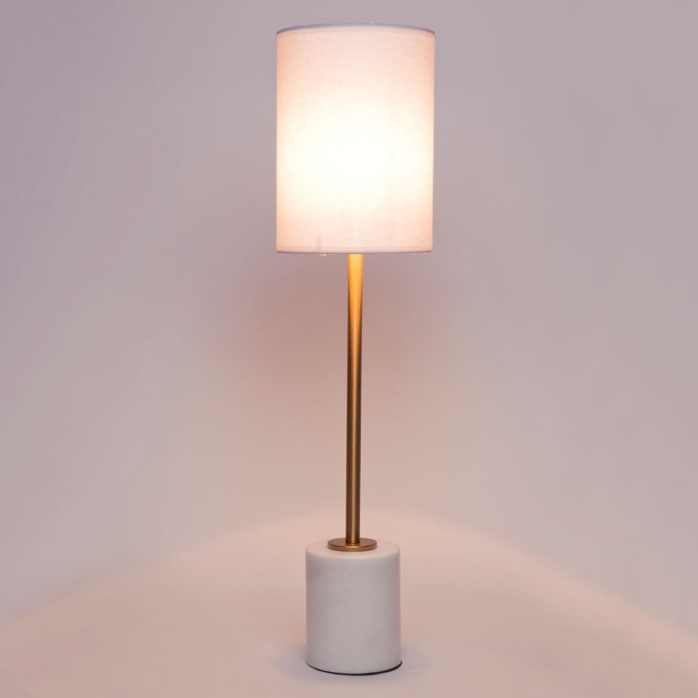 Nola Table Lamp White & Satin Brass - 12219