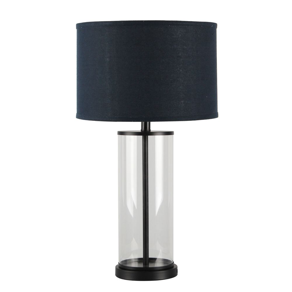 Left Bank Table Lamp Black Base With Navy Shade - B12262