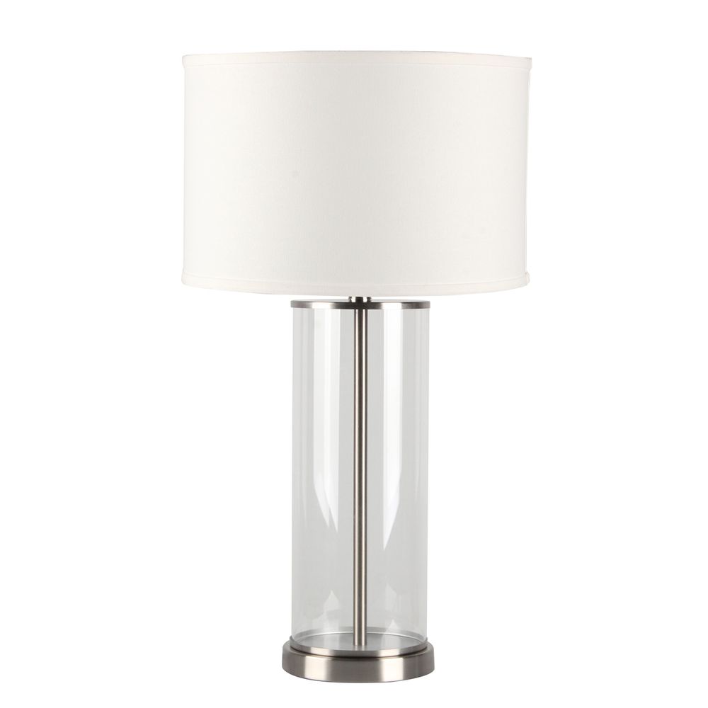 Left Bank Table Lamp Nickel Base With White Shade - B12264