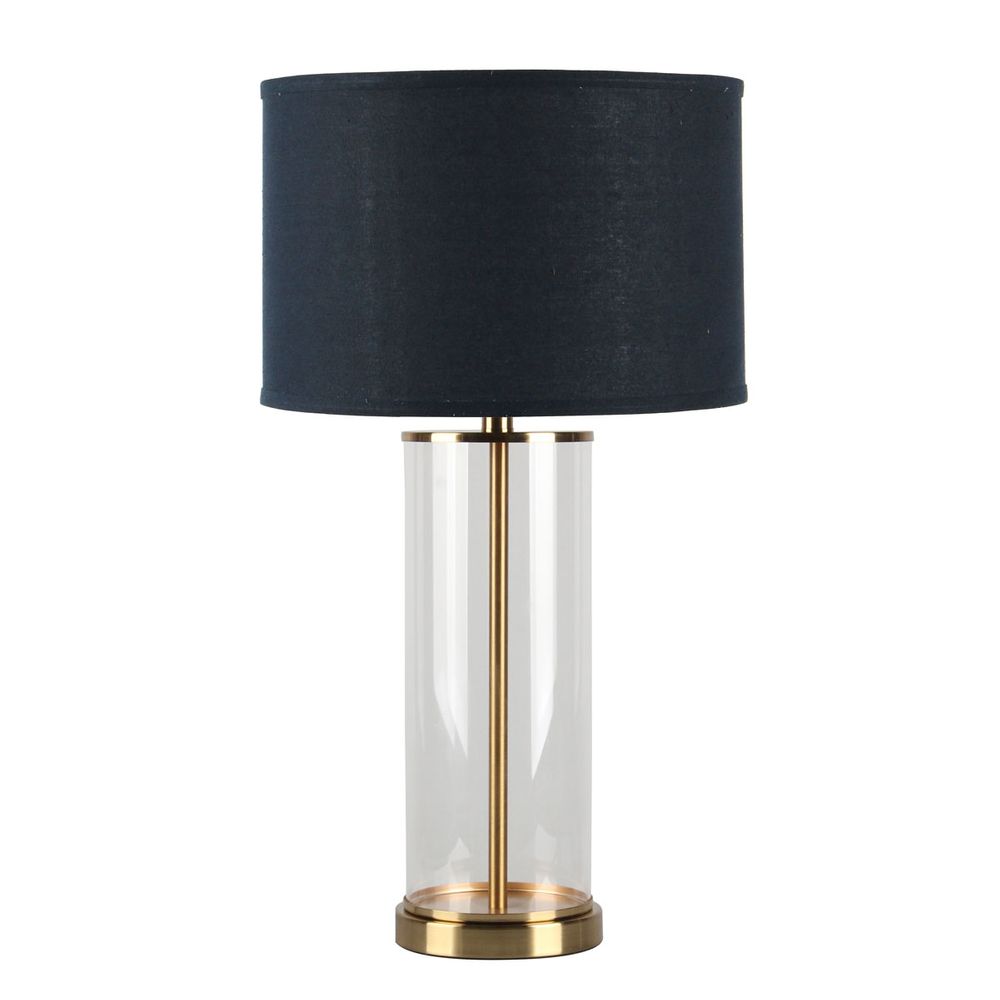 Left Bank Table Lamp Brass Base With Navy Shade - B12270