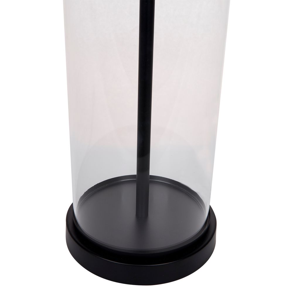 Left Bank Table Lamp Black Base With Natural Shade - B12261