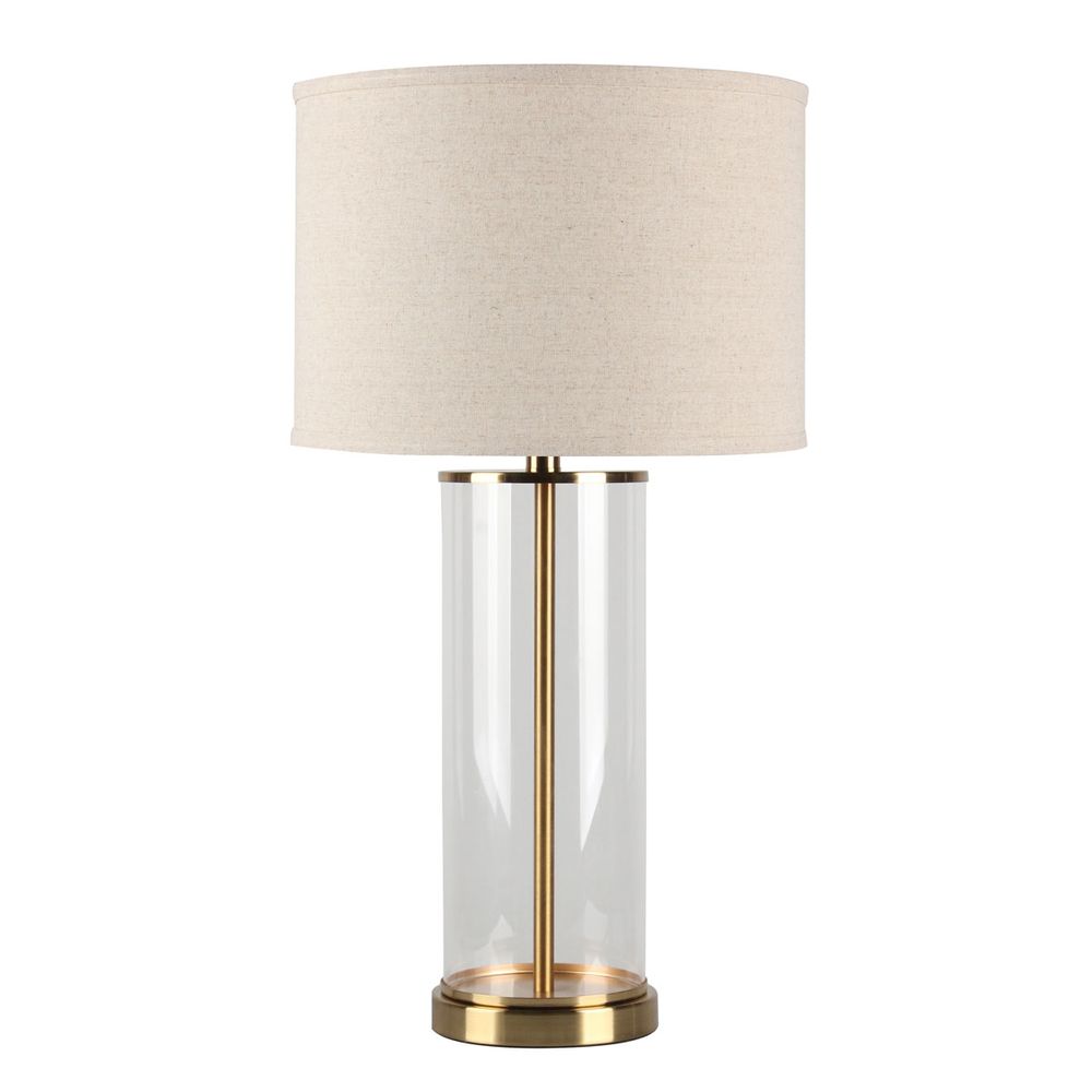 Left Bank Table Lamp Brass Base With Natural Shade - B12269