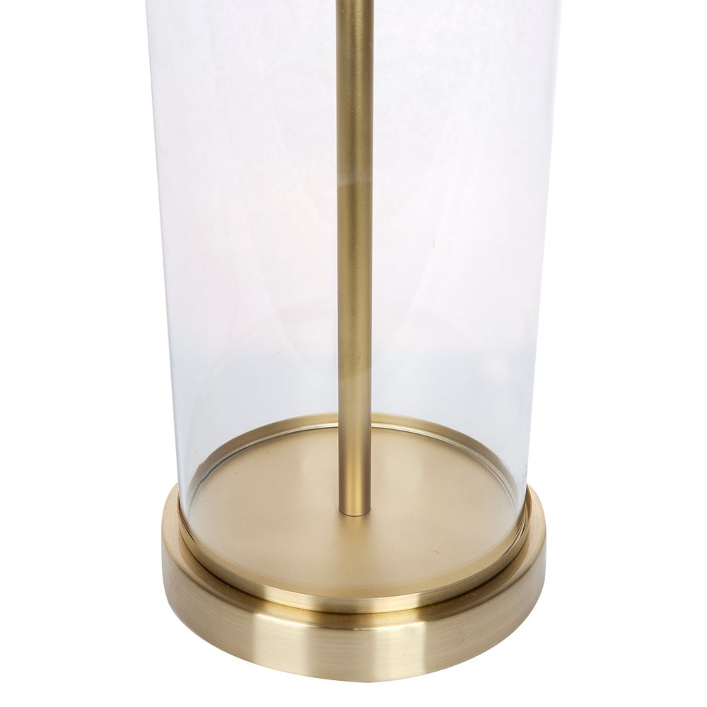Left Bank Table Lamp Brass Base With Natural Shade - B12269
