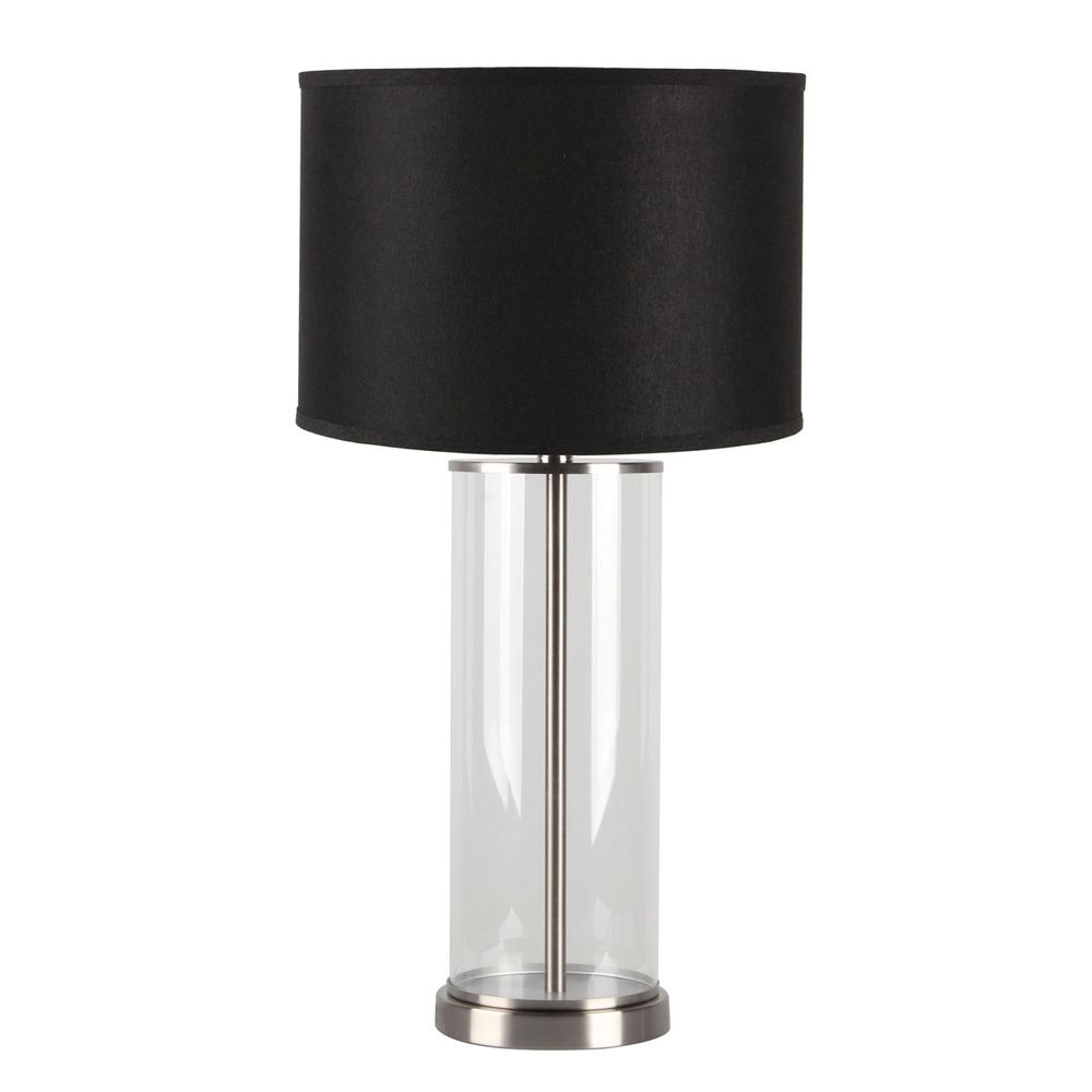 Left Bank Table Lamp Nickel Base With Black Shade - B12263