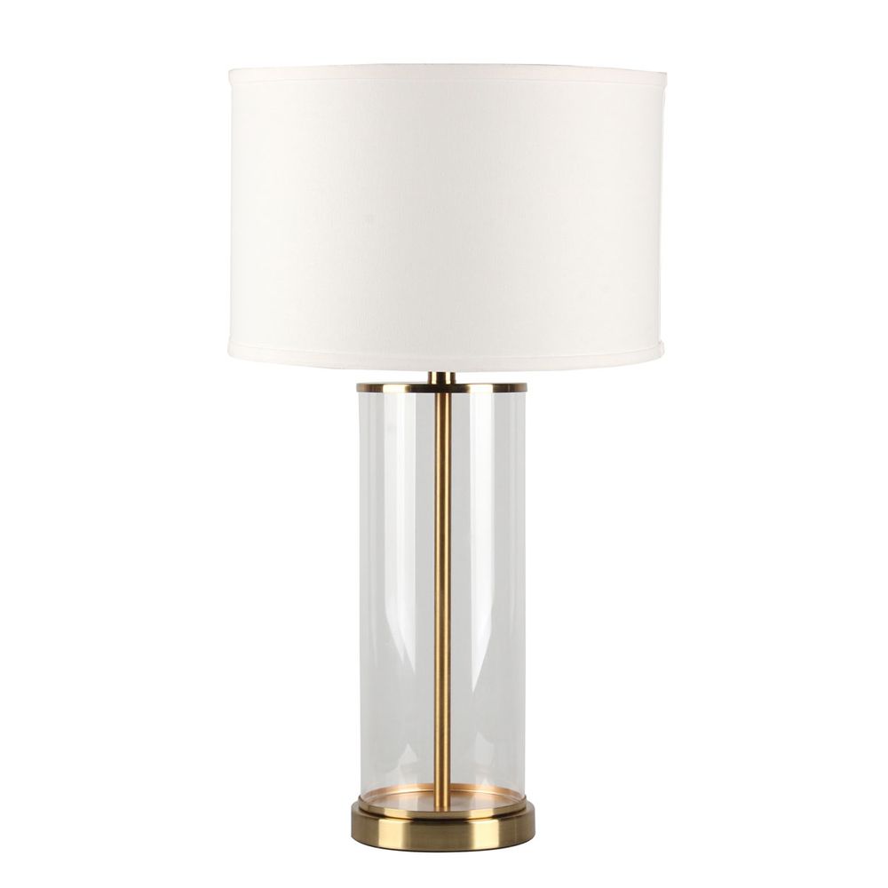 Left Bank Table Lamp Brass Base With White Shade - B12268