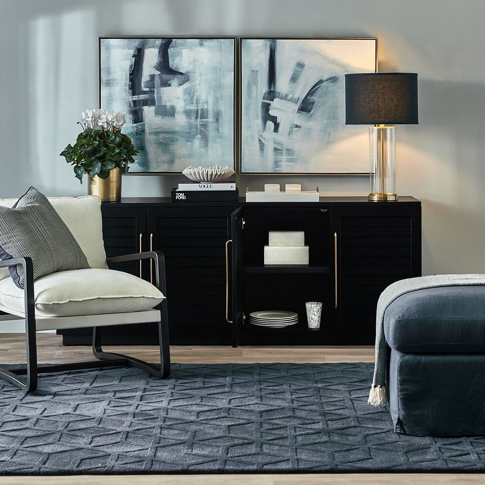 Left Bank Table Lamp Brass Base With Black Shade - B12267