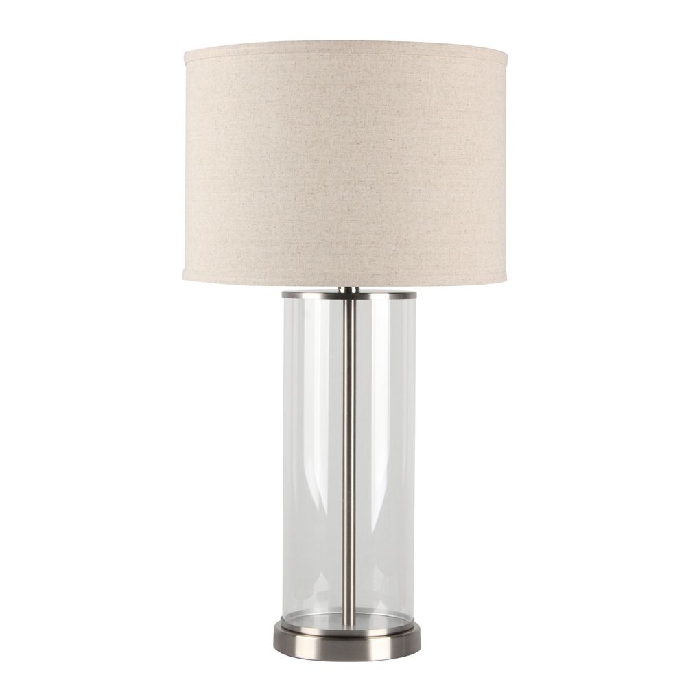 Left Bank Table Lamp Nickel Base With Natural Shade - B12265