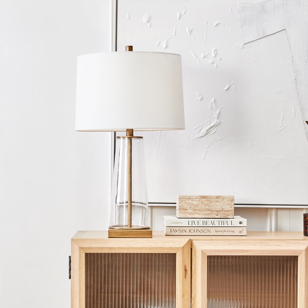 Aspen Table Lamp Antique Gold Base With White Shade - 13309