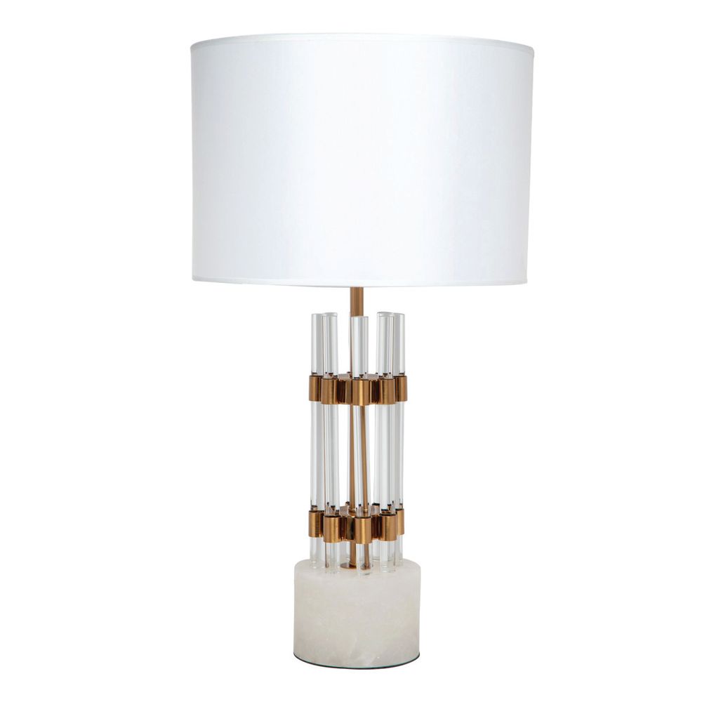 Abbey Table Lamp Brushed Brass Base With White Shade - B13317