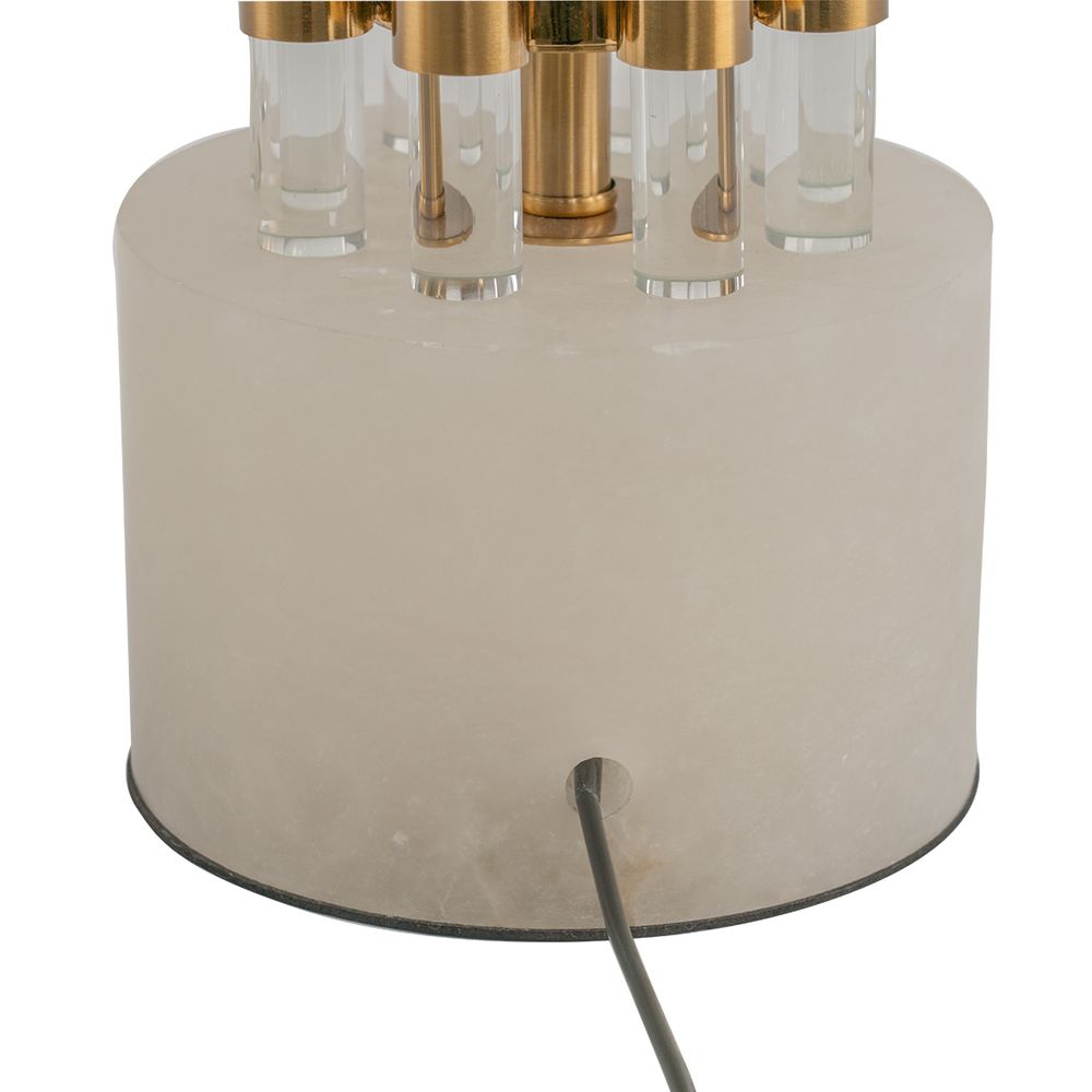 Abbey Table Lamp Brushed Brass Base With White Shade - B13317