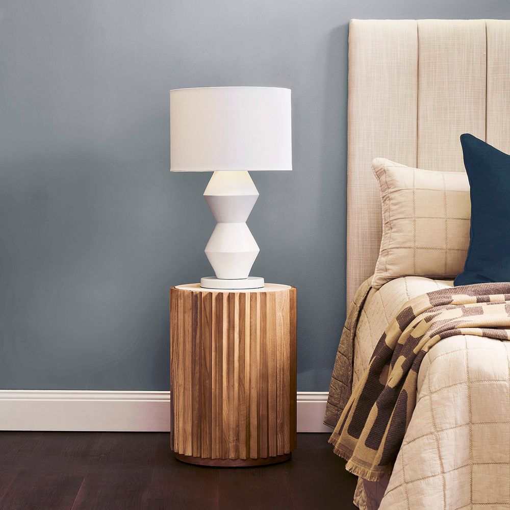 Abstract Table Lamp White Base With White Shade - 12281