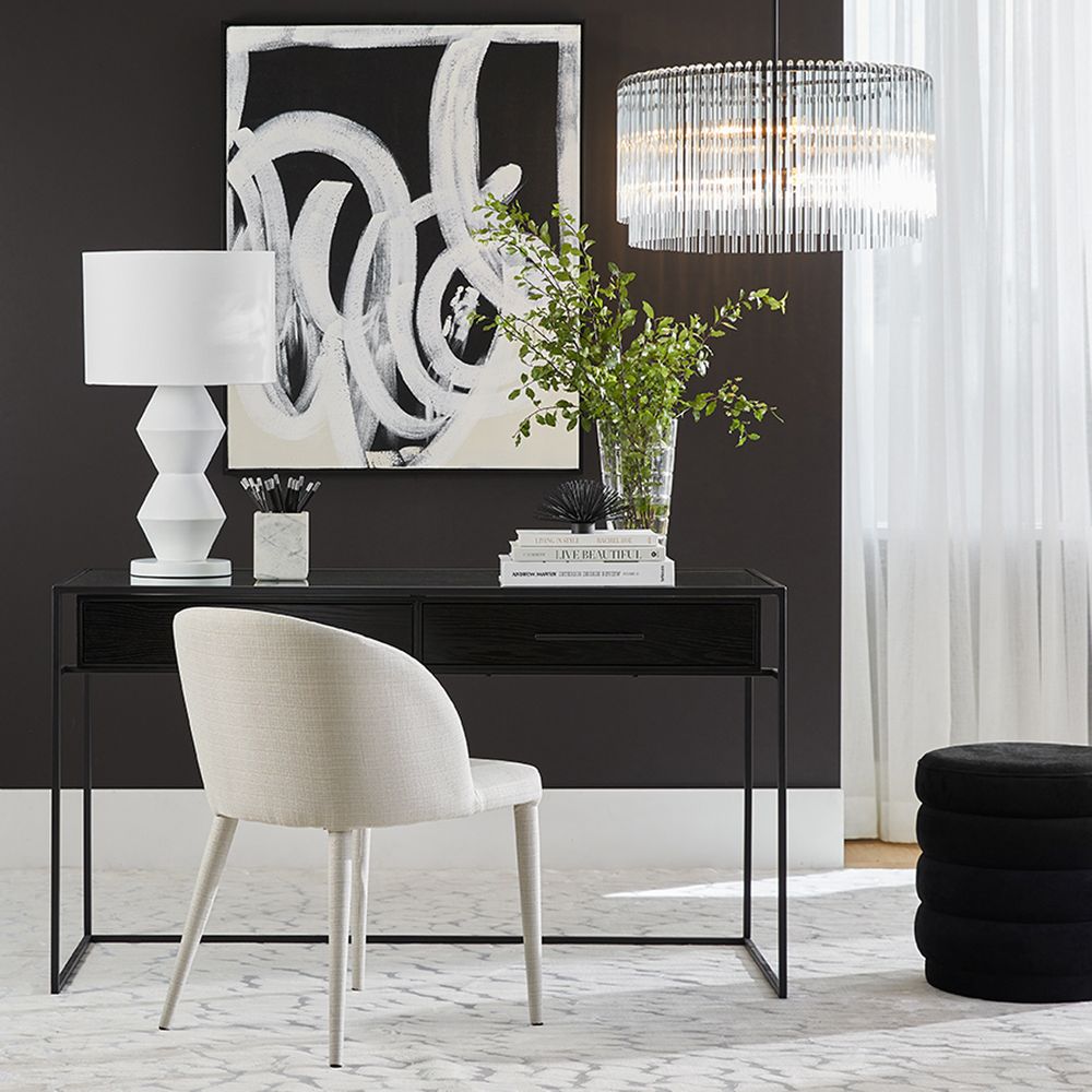 Abstract Table Lamp White Base With White Shade - 12281