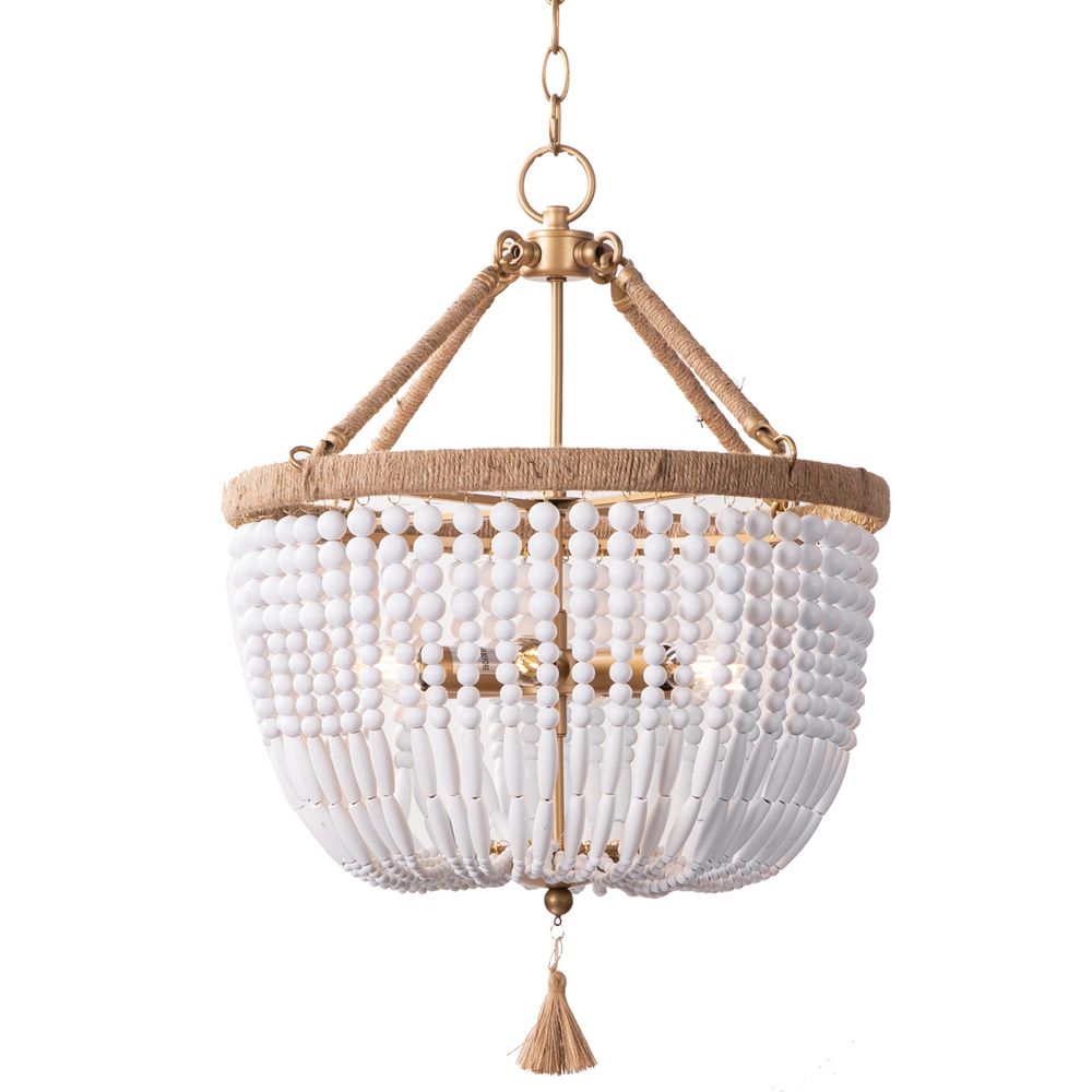 Malabar Beaded Small Pendant Light White & Natural - 20725