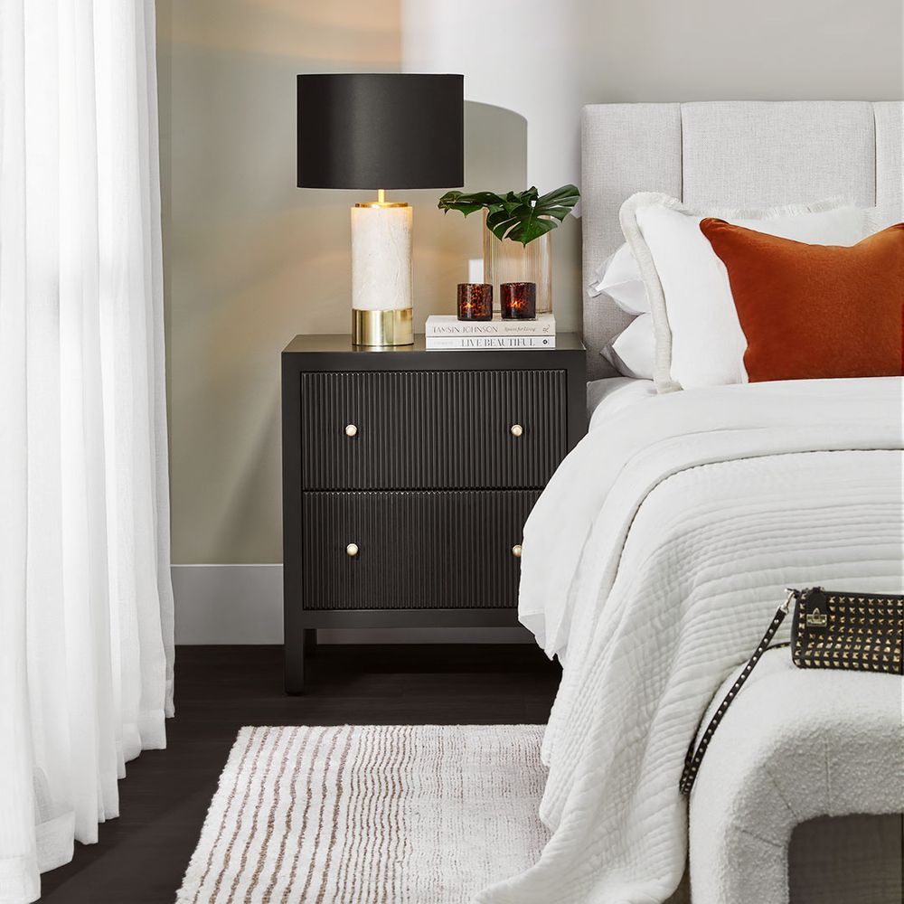 Paola Table Lamp Brass Base With Black Shade - B12380