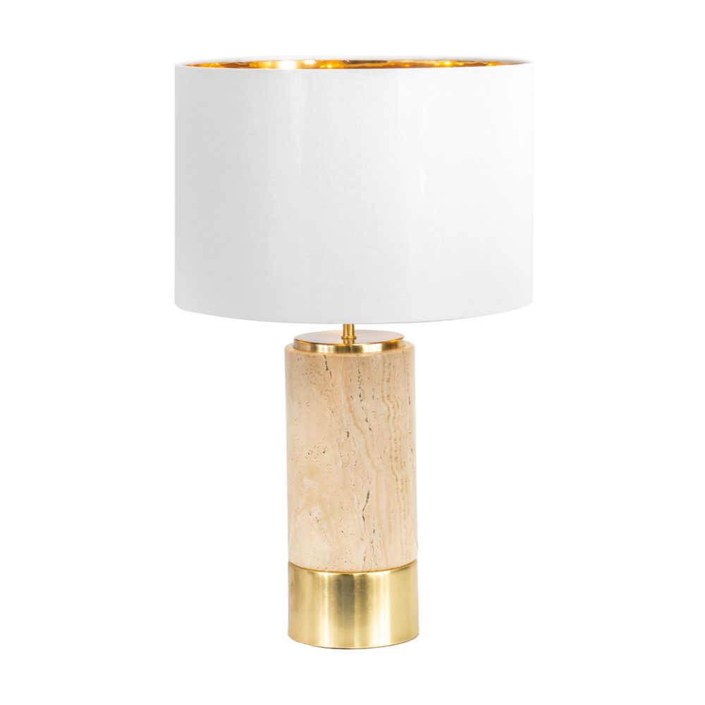 Paola Table Lamp Brass Base With White Shade - B12378