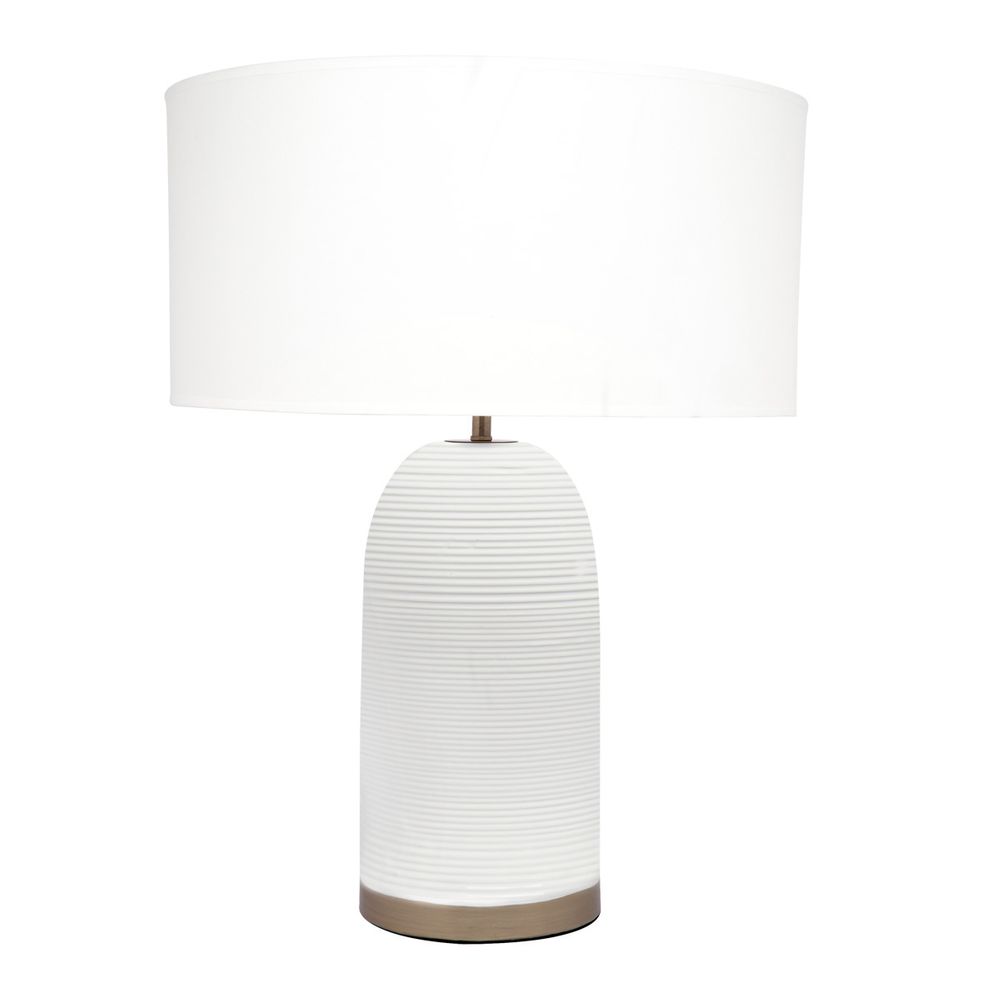 Omaha Table Lamp Brass & Matt White Base With White Shade - 12361