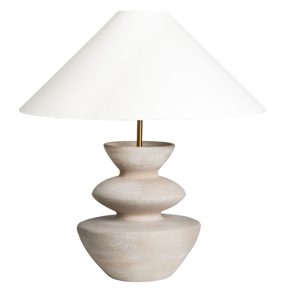Perama Table Lamp Natural Base With White Shade - 12364