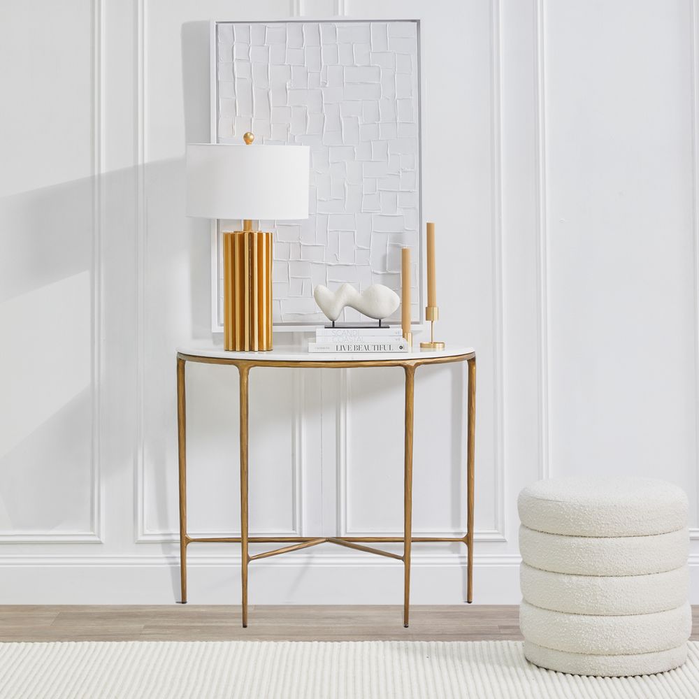 Croton Table Lamp Matt Gold Base With Off White Shade - 13341
