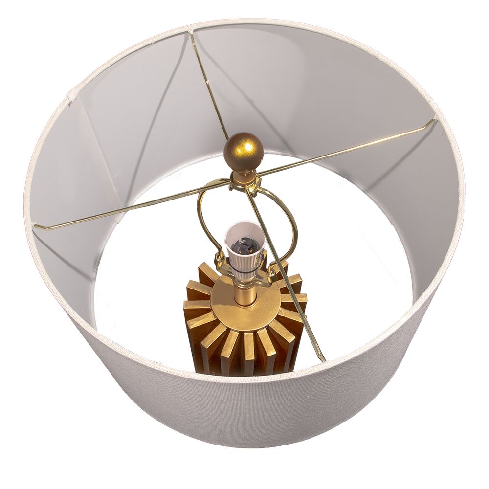 Croton Table Lamp Matt Gold Base With Off White Shade - 13341