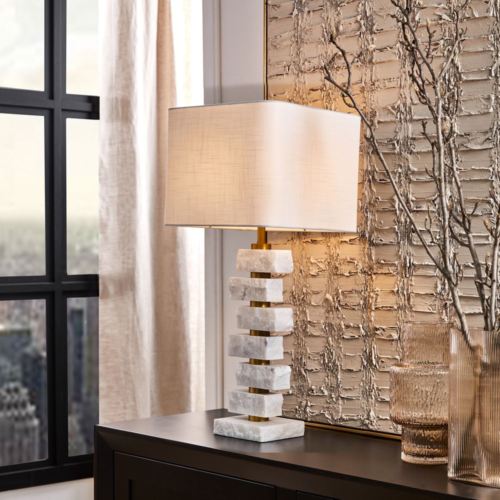 Hamburg Table Lamp White Base With White Shade - B12447